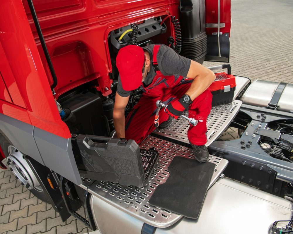Truck Mechanic Preparing Tools to Start the Repair